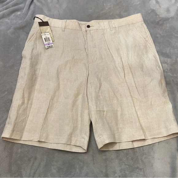 New! Tasso Elba Island Men's Natural Linen Cream Shorts 3345 - Picture 2 of 9